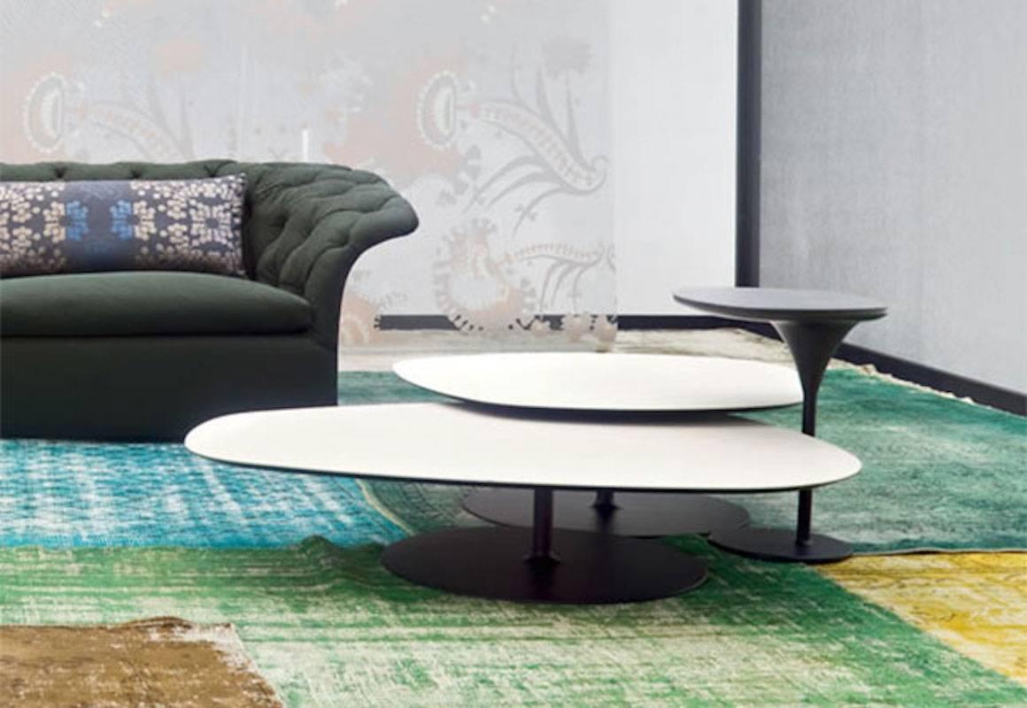 Modern Moroso Phoenix Coffee Table with Metal Pedestal Base & Various Color Top Options For Sale