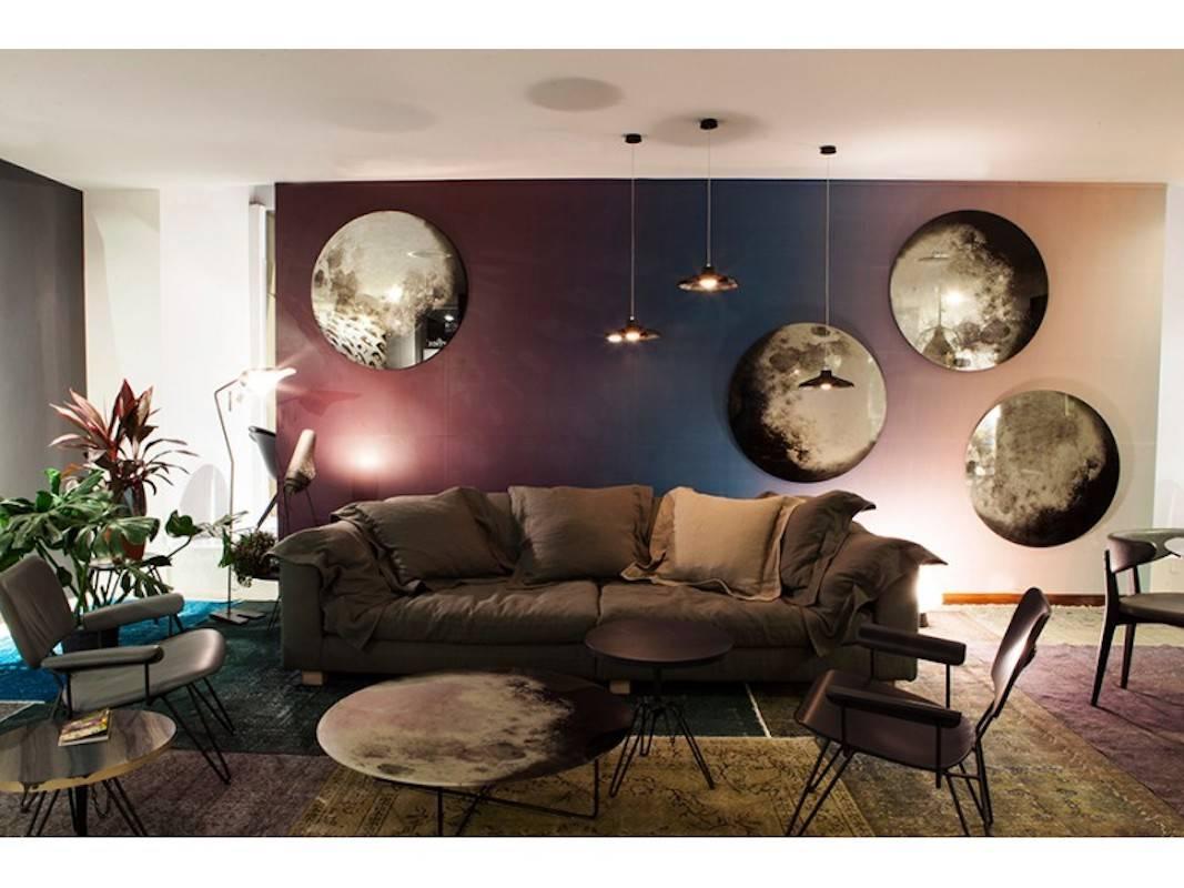 Italian My Moon My Mirror Wall Hung Mirror by Moroso with Diesel in Printed Glass For Sale