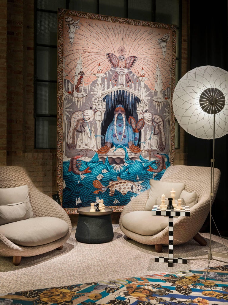 Moooi Elements 006 Table by Jaime Hayon in Teal Divina Melange and Grey ...