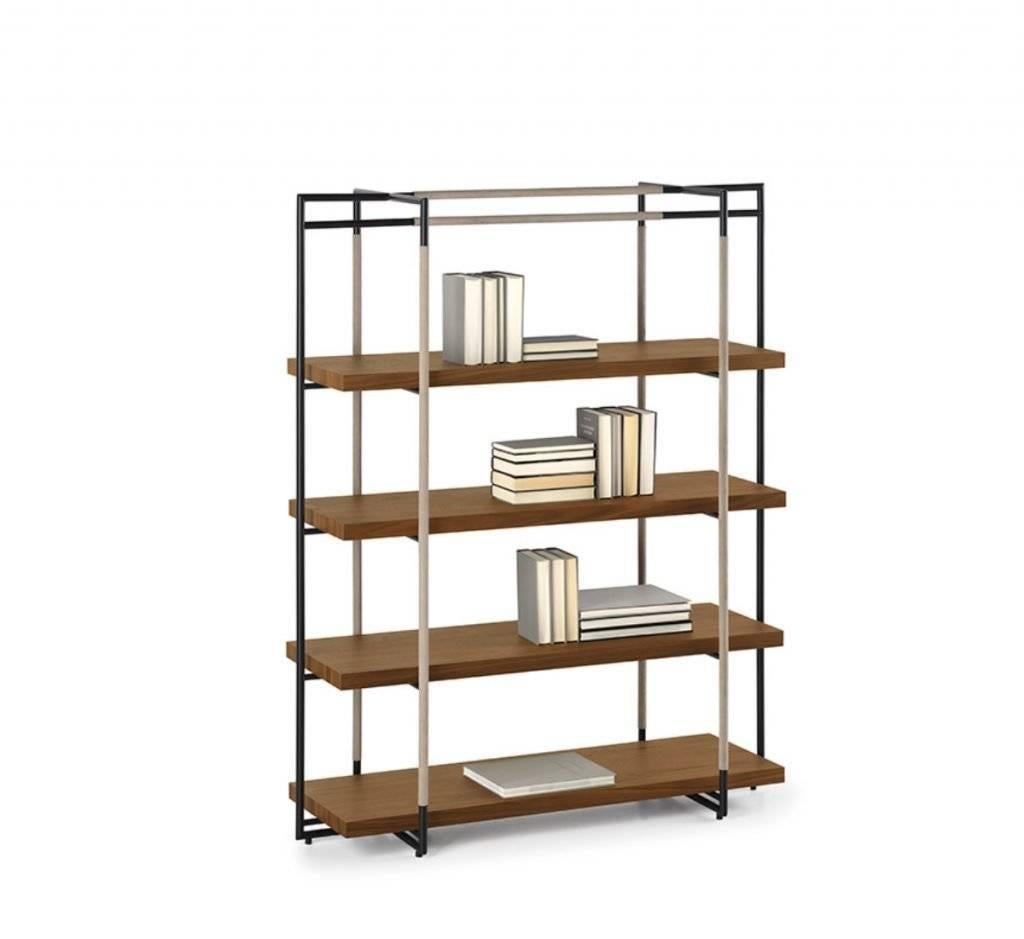 Modern Bak Bookcase by Ferruccio Lavi in Walnut, Steel and Leather in Various Colors For Sale