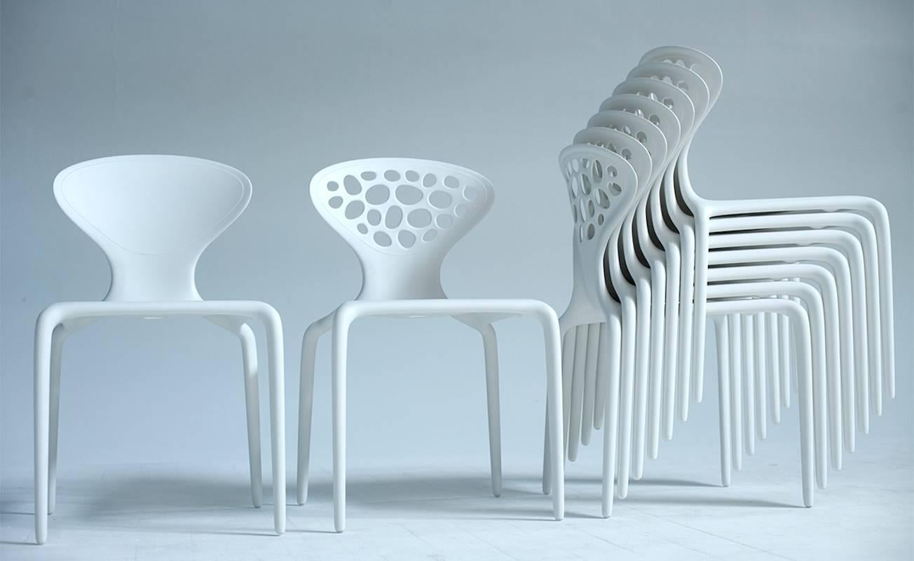 Modern Set of Four Moroso Supernatural Chairs in Black/White for Indoor and Outdoor Use For Sale