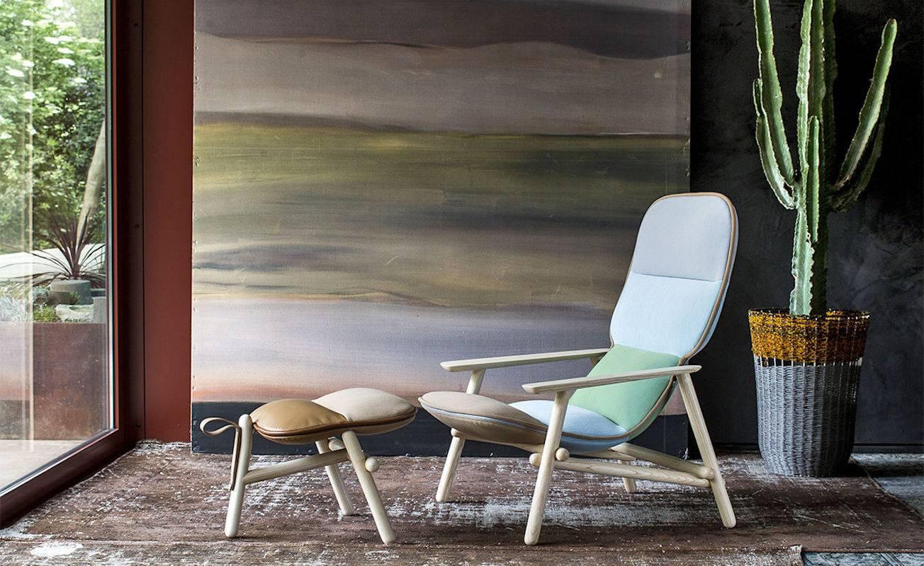 Moroso Lilo lounge chair by Patricia Urquiola in multi-color fabric and solid wood.

Inspirations and citations from Scandinavian design, from the modernist idea of the 1950s, from the work of the great masters of design and from Achille