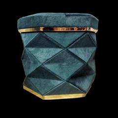 Aqua Blue Cowhide Ottoman Collection "Himalaya" Brass Frames