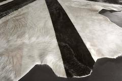 Cow Hide Rug Union Jack Flag Printed Cowhide Black and Grey