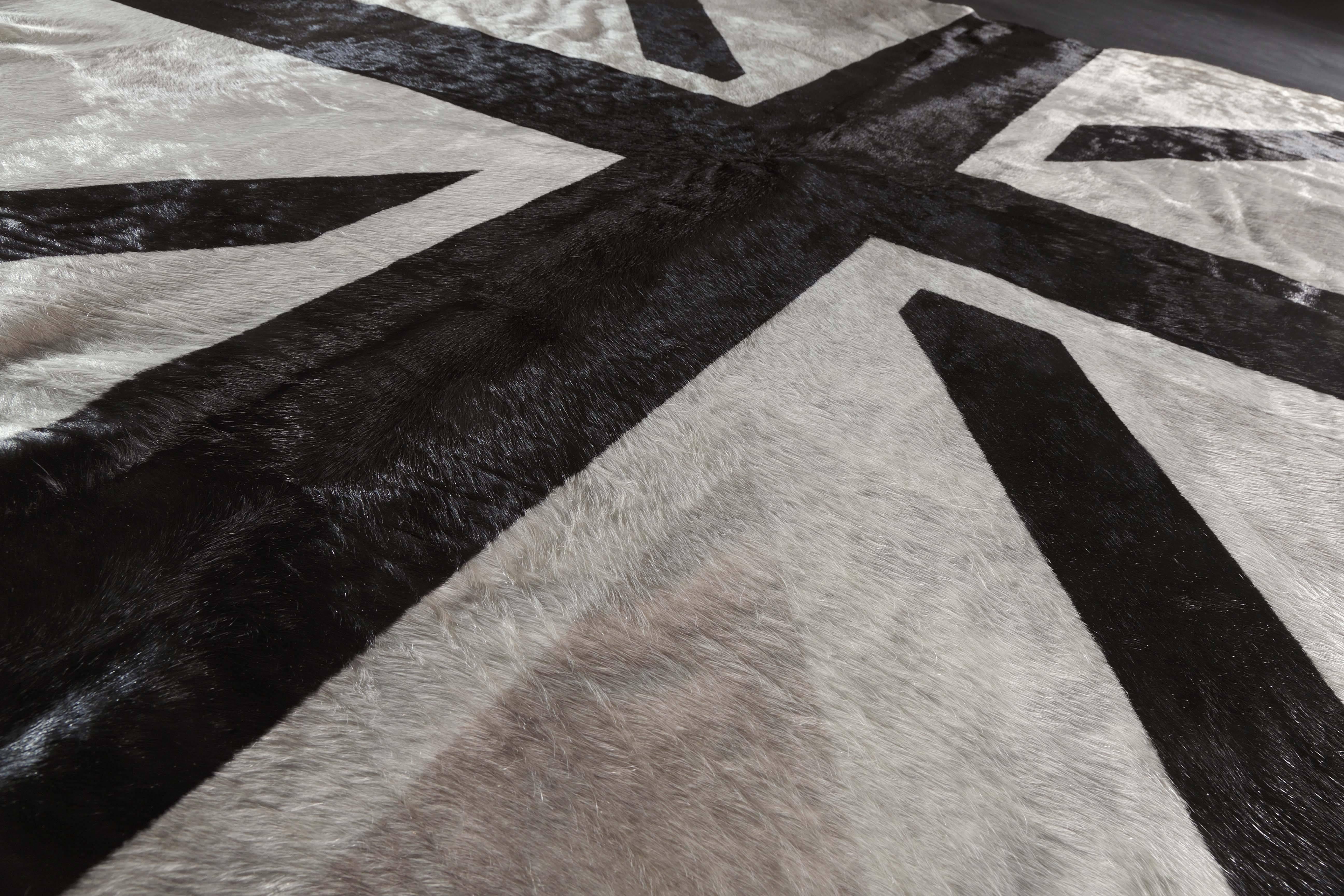 black and grey union jack rug