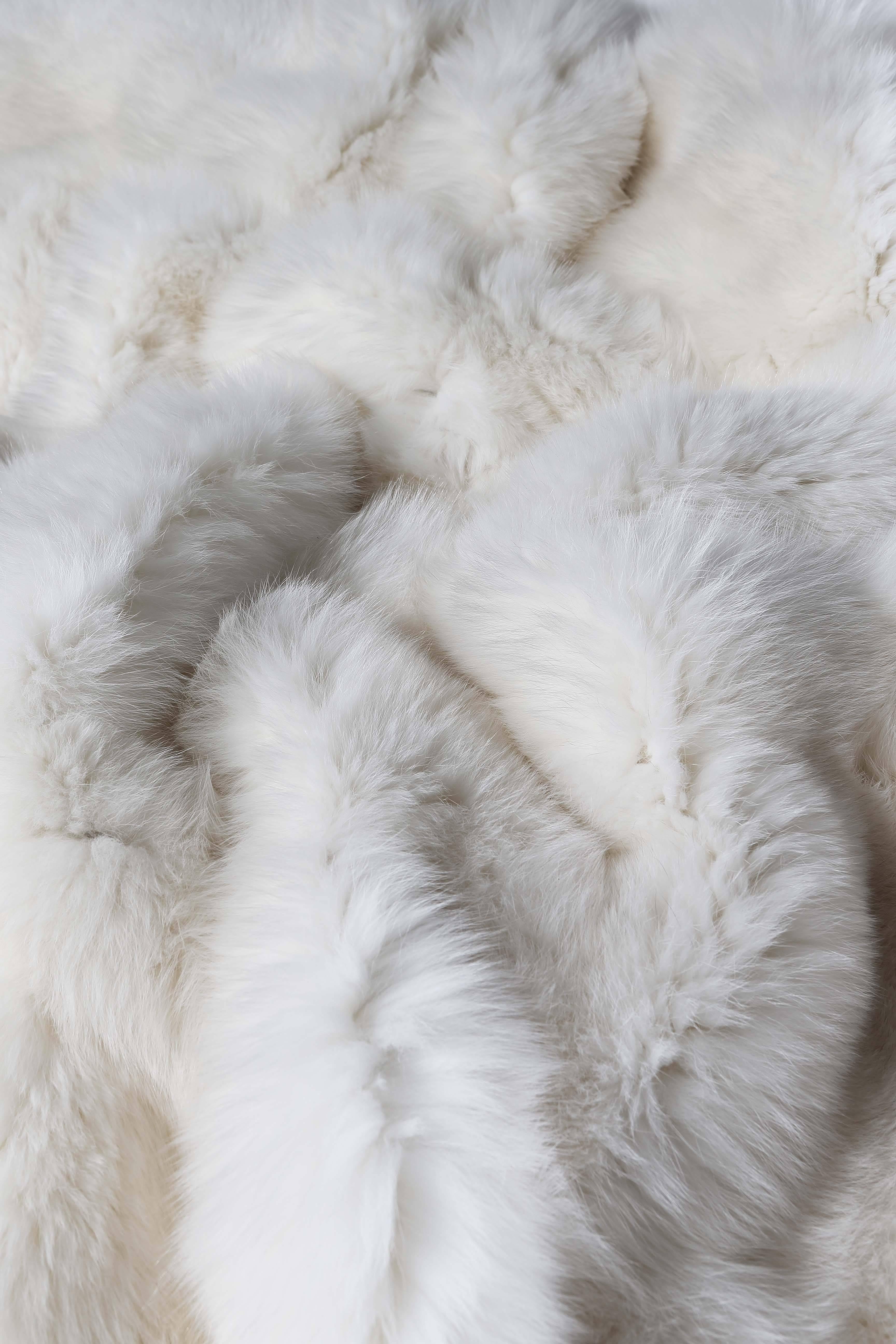 French Natural White Fox Fur Throw For Sale