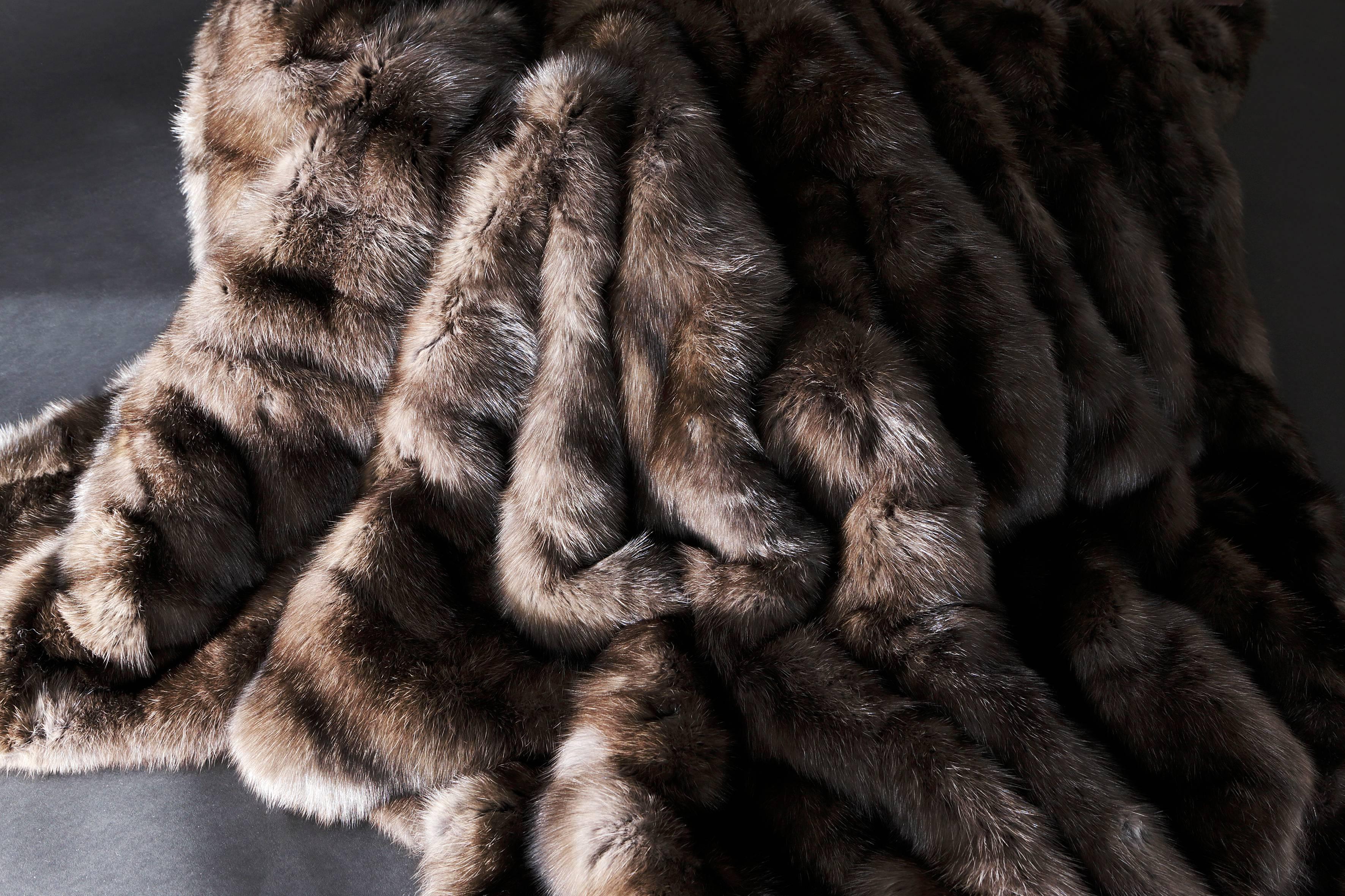 Luxurious Barguzin sable throw.
Hand-stitched in France.
Lined with beautiful Italian cashmere.
Delivered in gift box.