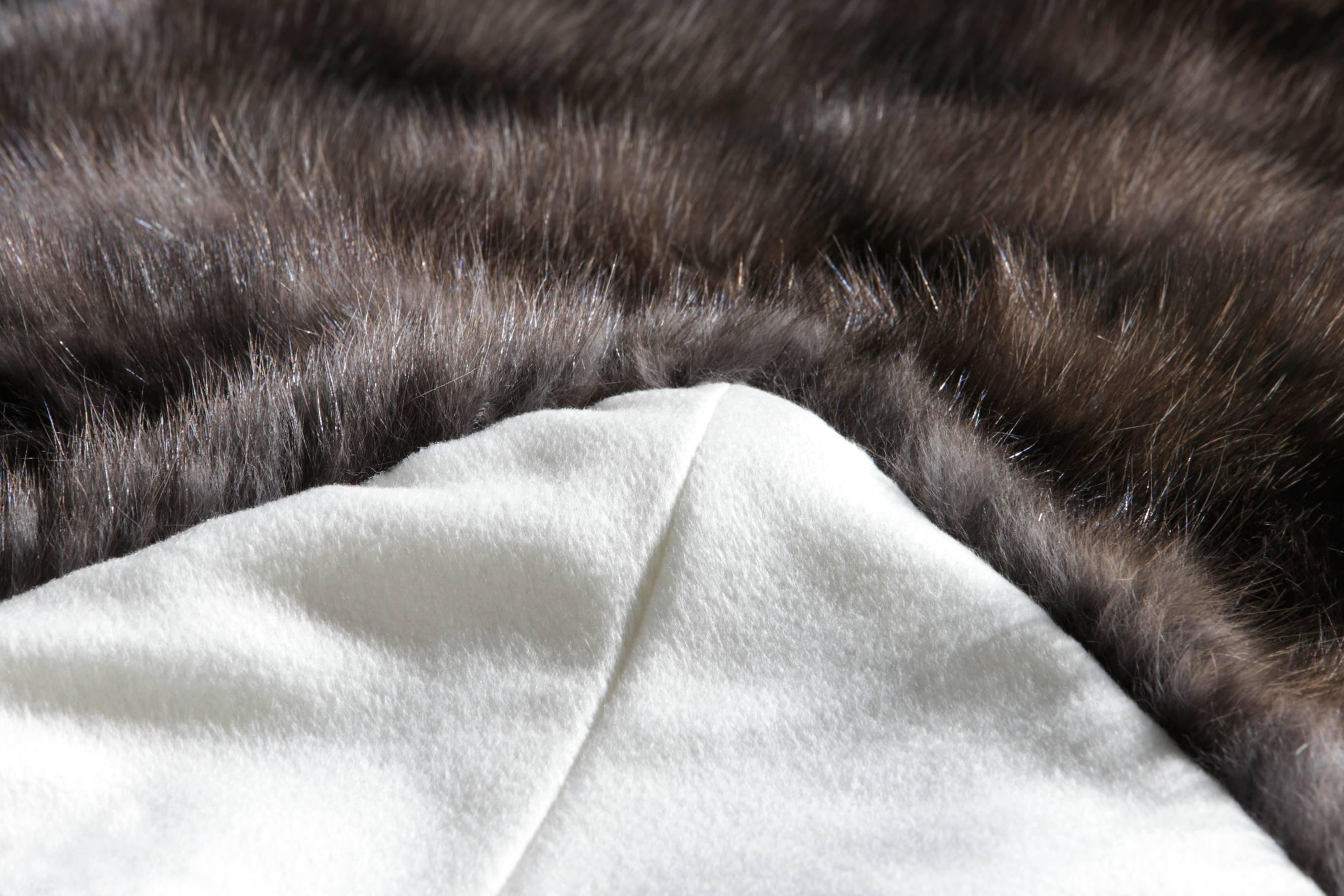 French Barguzin Sable Throw, Italian Cashmere Lining For Sale