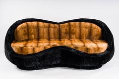 "Sweet" Fur Sofa, Golden Mink and Black Shearling Upholstery