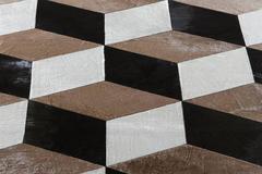 Hair-on-Hide Rug "Milan" - Natural White, Taupe and Black