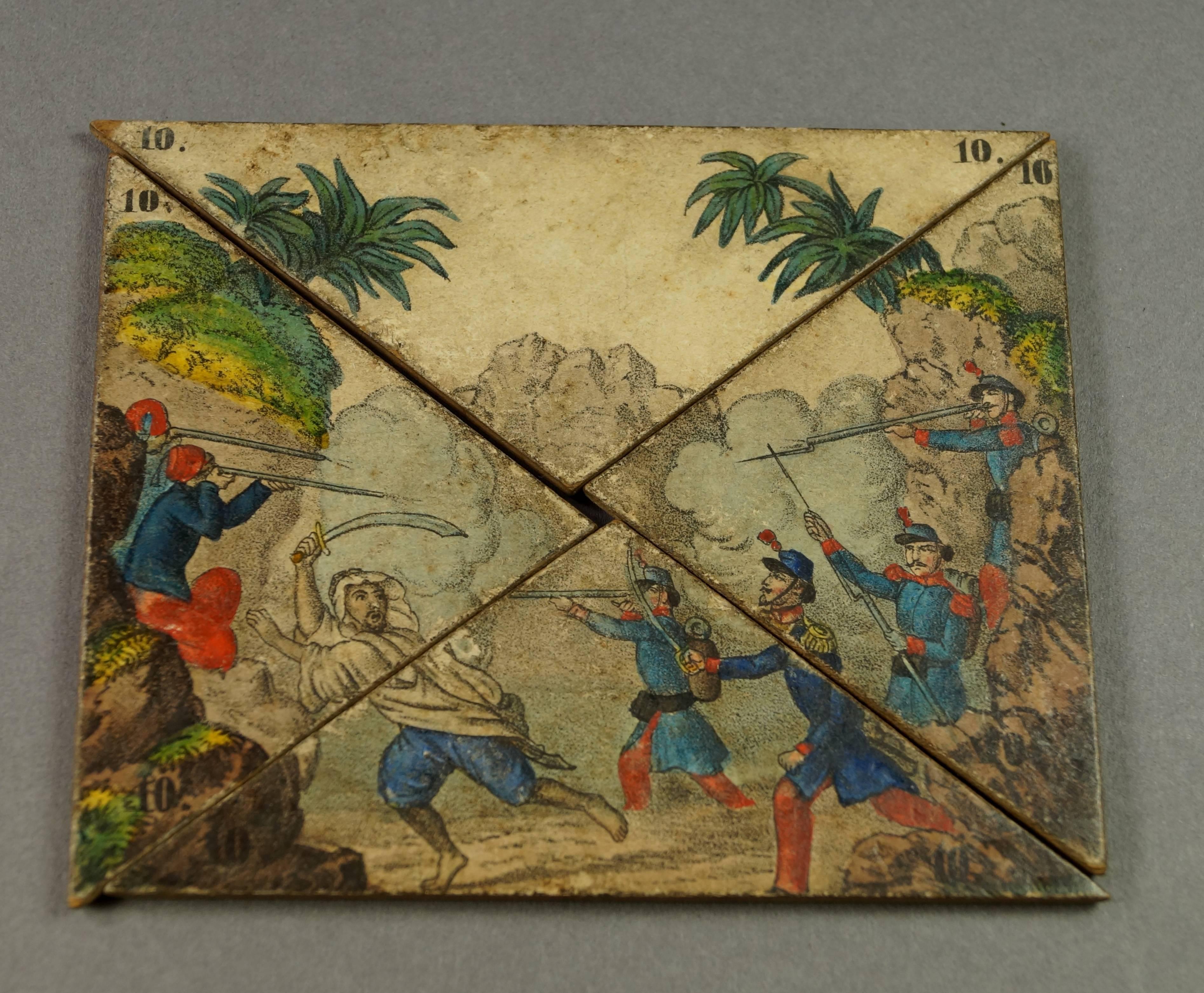 French 19th Century Toy Puzzle Board Game Tiles, circa 1840 3