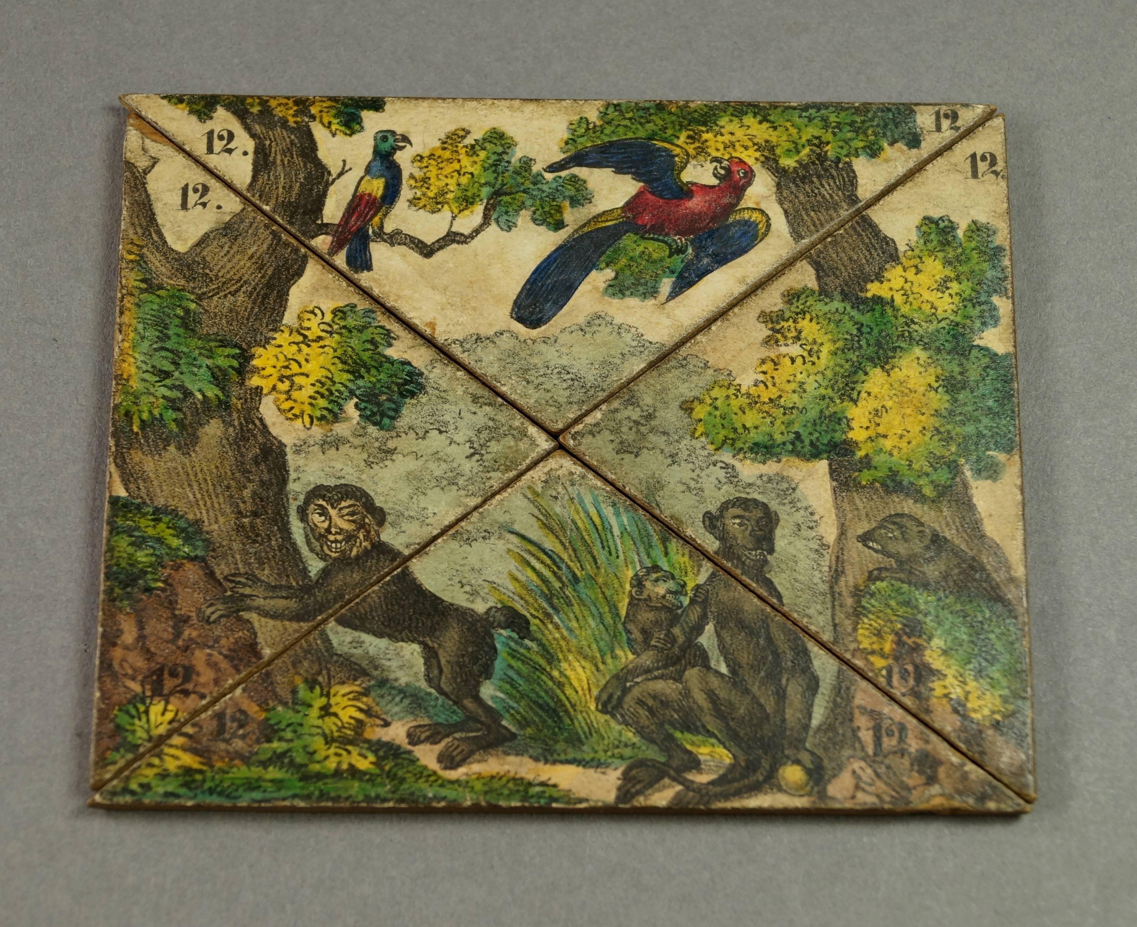 French 19th Century Toy Puzzle Board Game Tiles, circa 1840 4