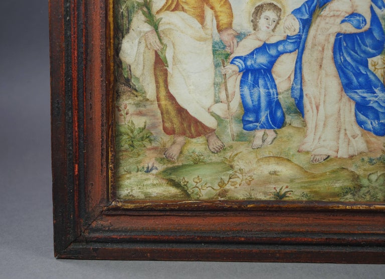 18th Century Vellum Painting Religious Icon Baroque Louis XIV, circa