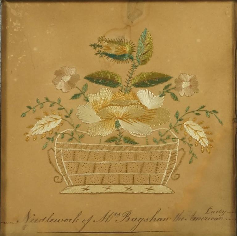 18th Century American Pin Prick Embroidery Picture on Paper, circa 1780