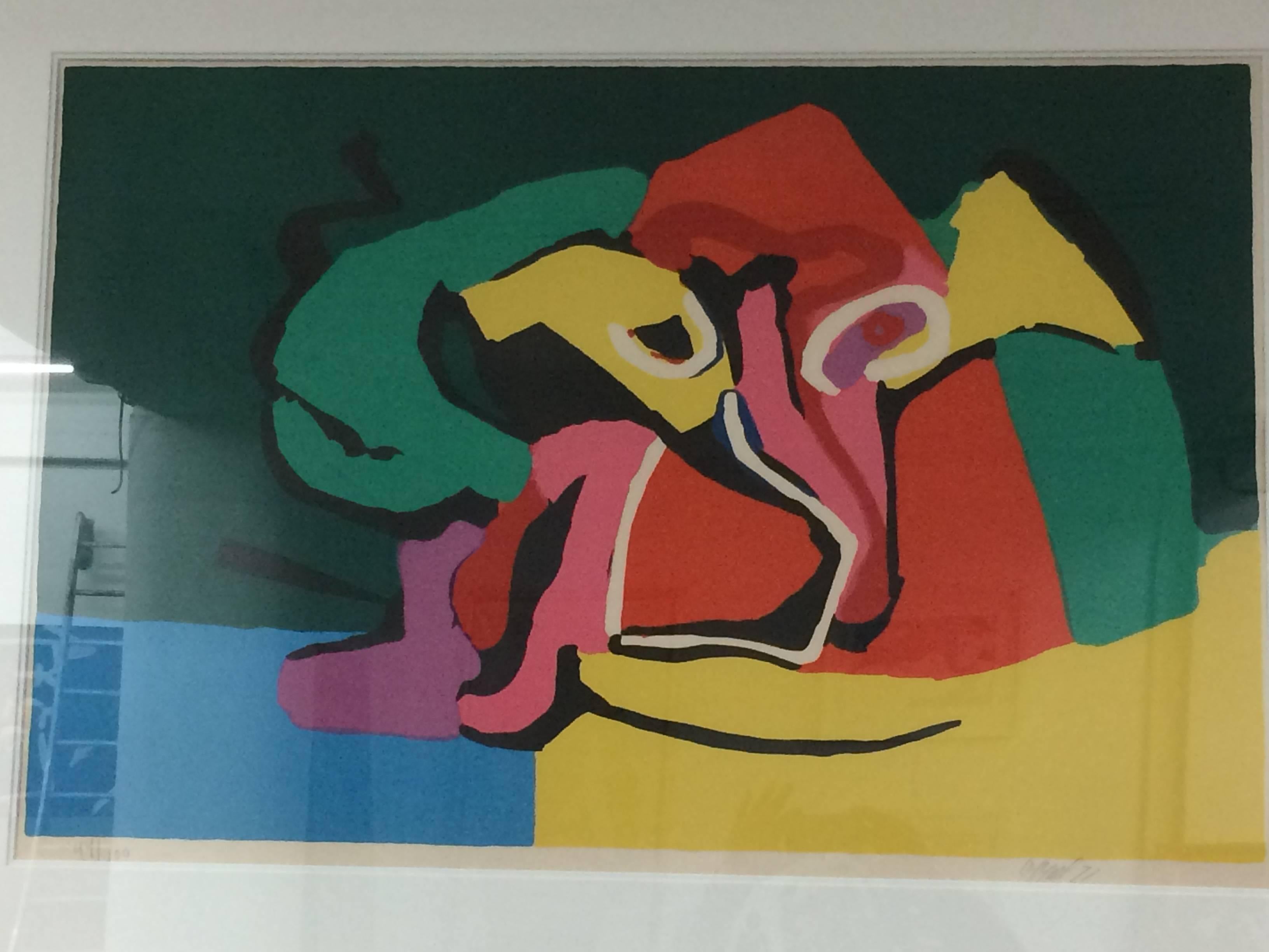 Signed, numbered (44/100) and dated '71 lithography of Karel Appel. Measures: 68 x 102 cm.