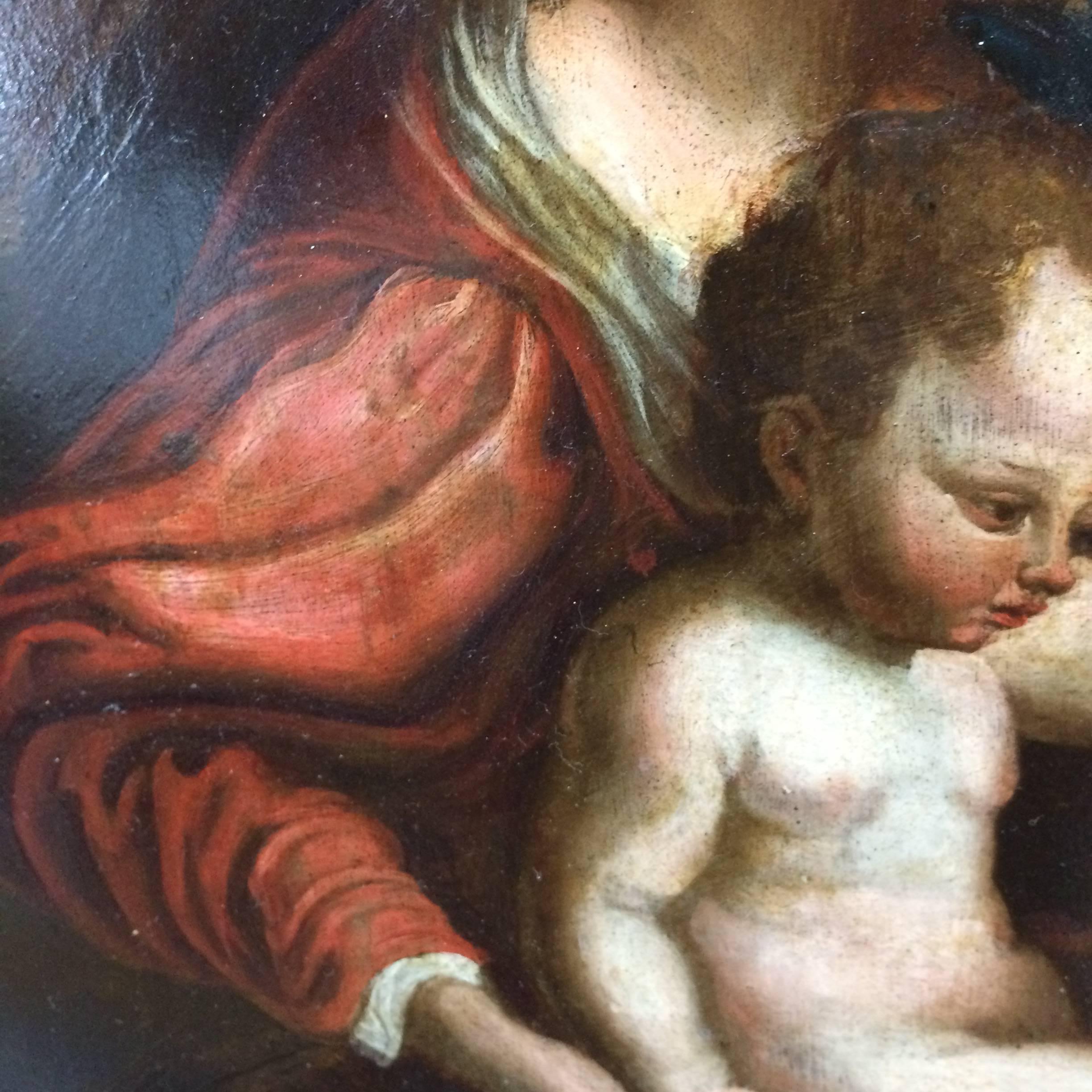 Oil on Copper, Holy Family, 17th Century For Sale 1