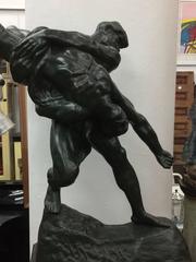 Bronze 19th Century, Signed Jef Lambeaux, 'the Wrestlers'