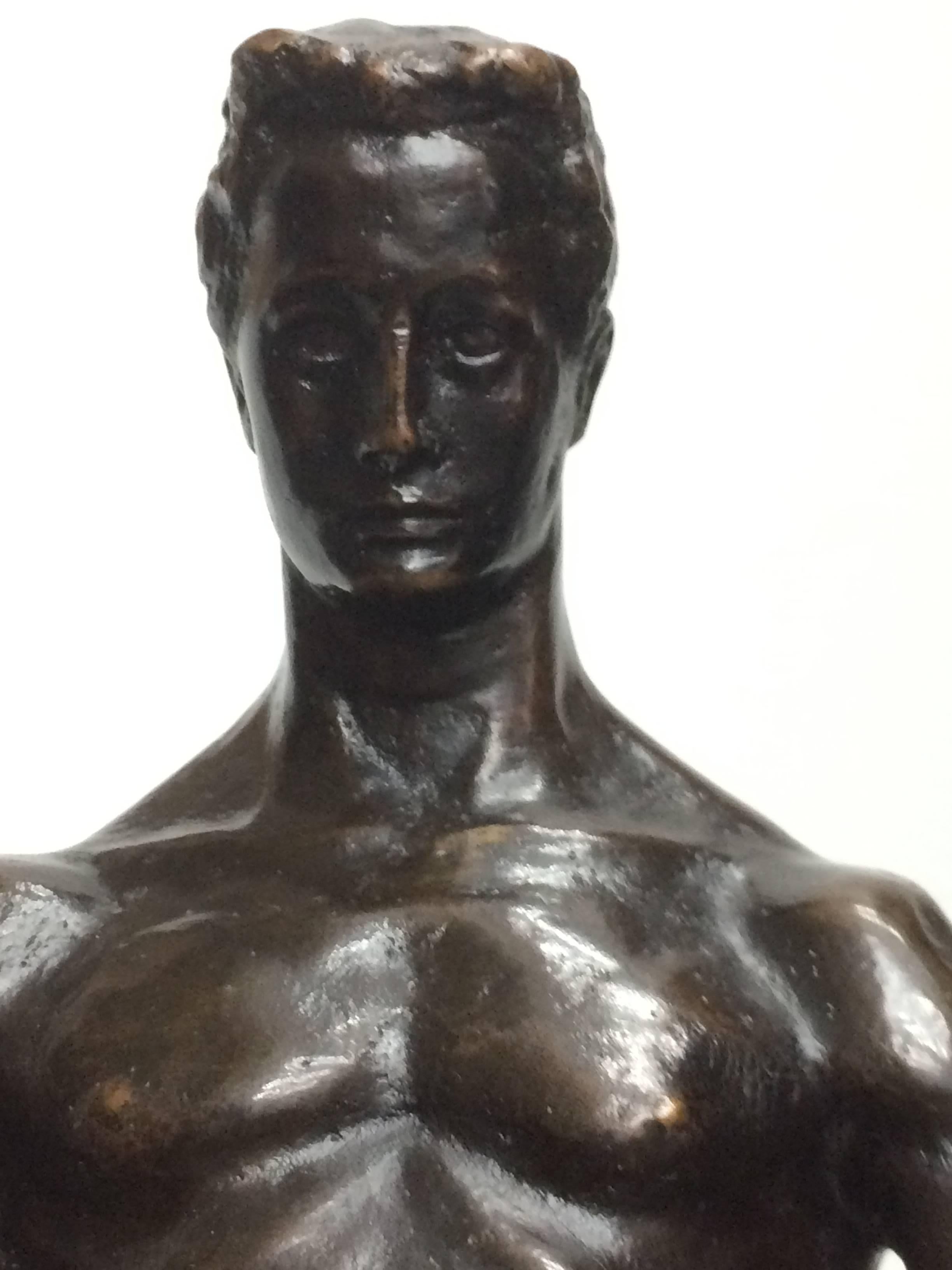 Bronze sculpture 'cire perdue' from Auguste Puttemans. Measures: 39 H x 19 W x 14 D cm.