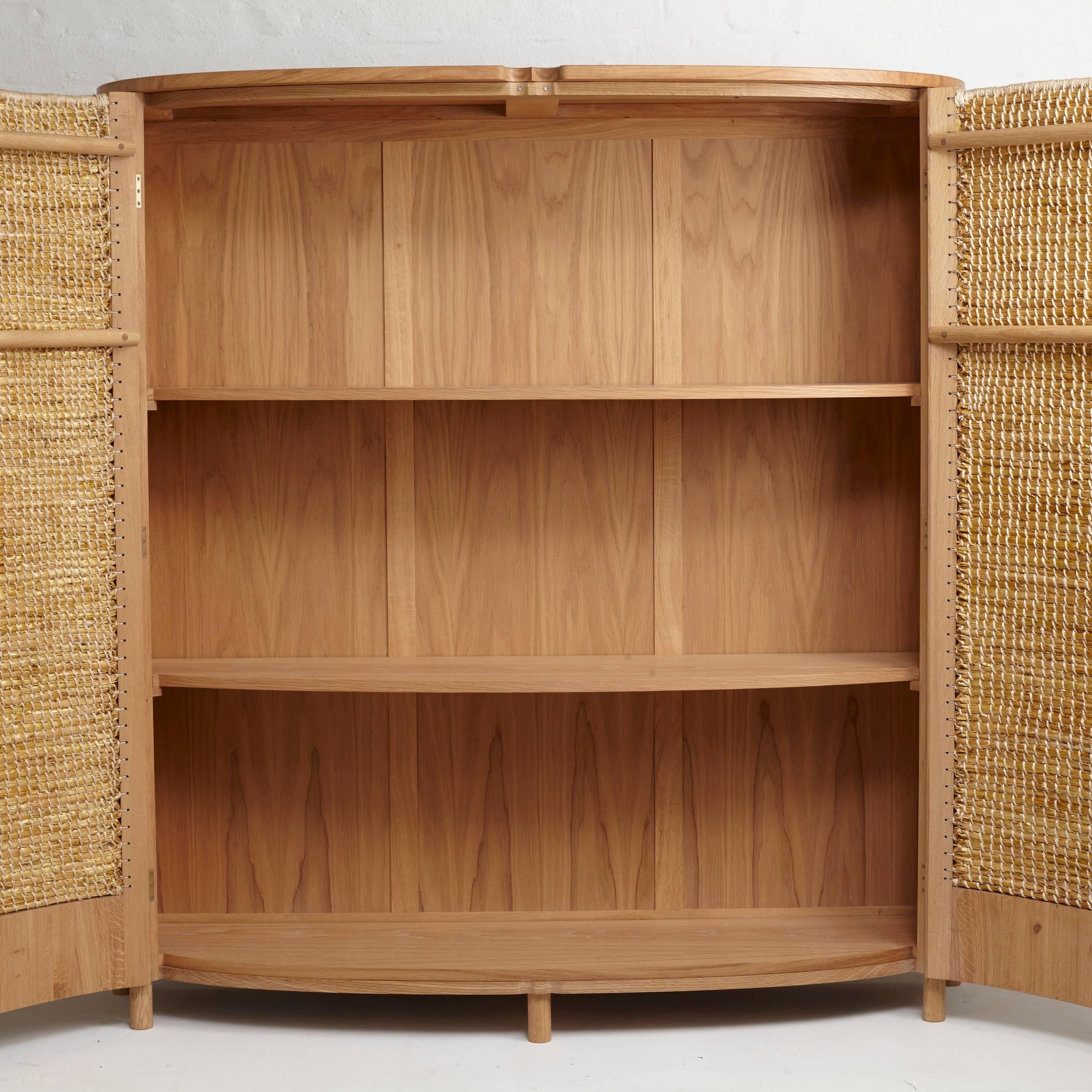 Modern Handwoven Straw Oak Warming Cabinet by Gareth Neal and Kevin Gauld