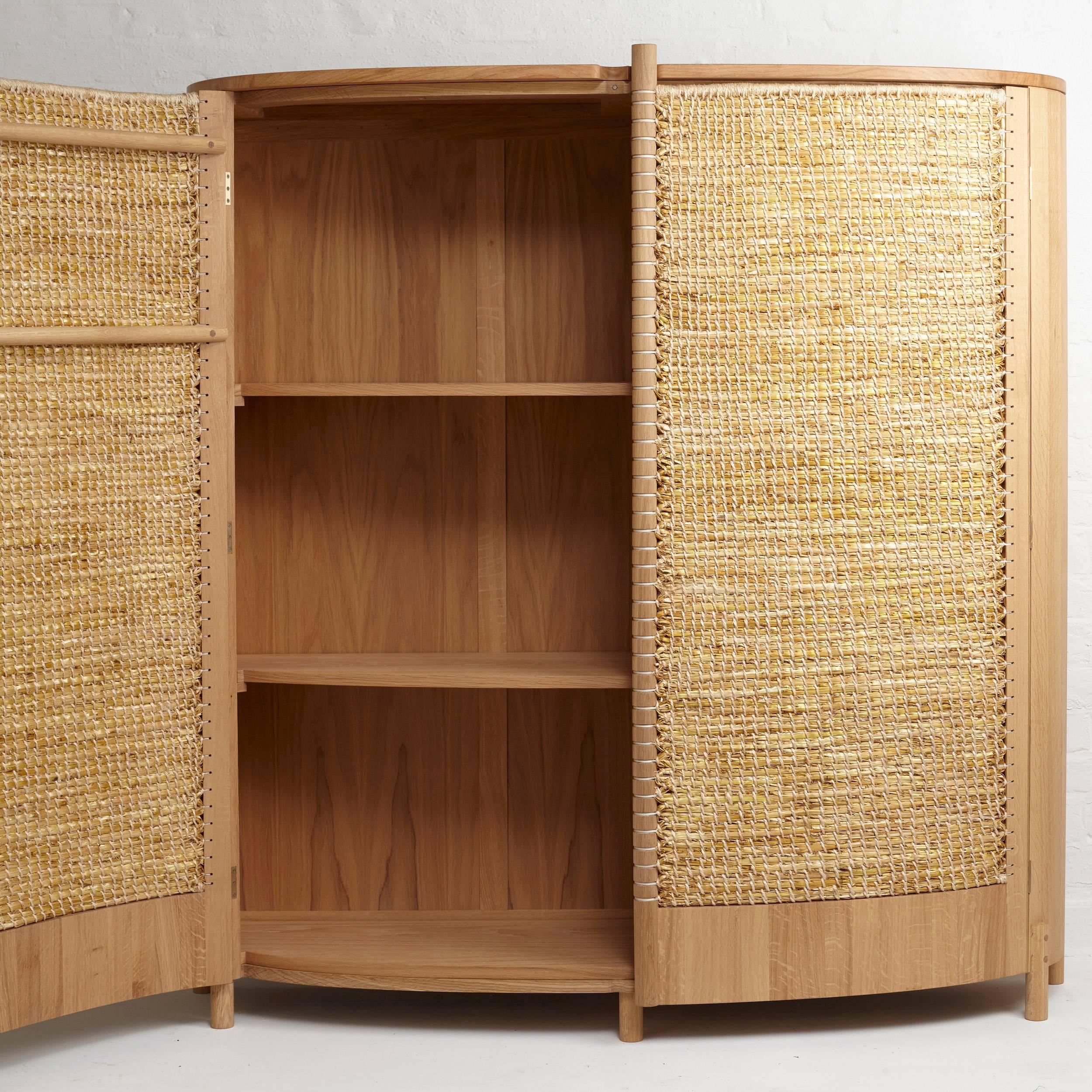 Contemporary Handwoven Straw Oak Warming Cabinet by Gareth Neal and Kevin Gauld
