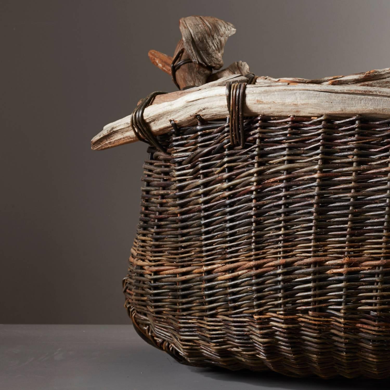 Modern Handmade Decorative Bog Wood Vessel Basket by Joe Hogan the New Craftsmen For Sale
