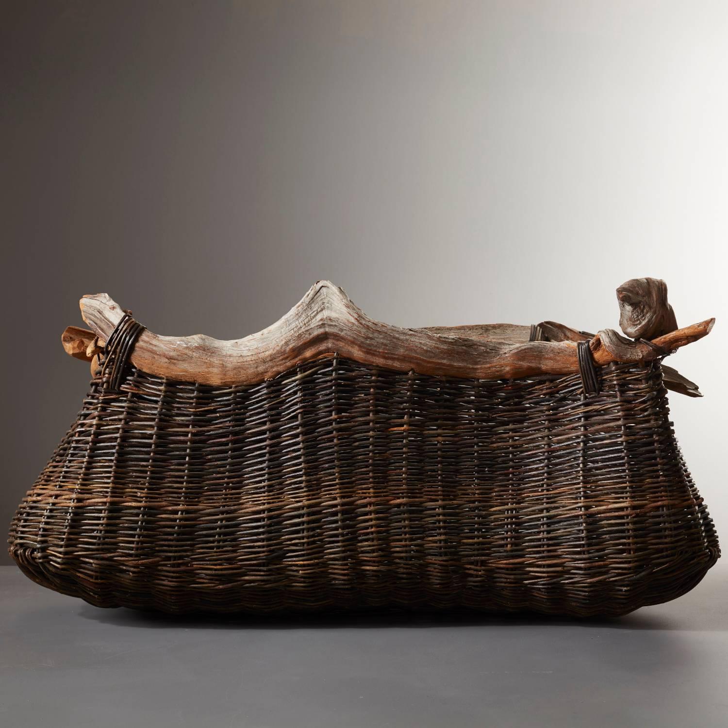 Constructed from local willow and bog pine- this woven basket by master basket-maker Joe Hogan showcases his deep understanding between material, craft and place.

This basket was made upside down, with the base being made last. Using materials