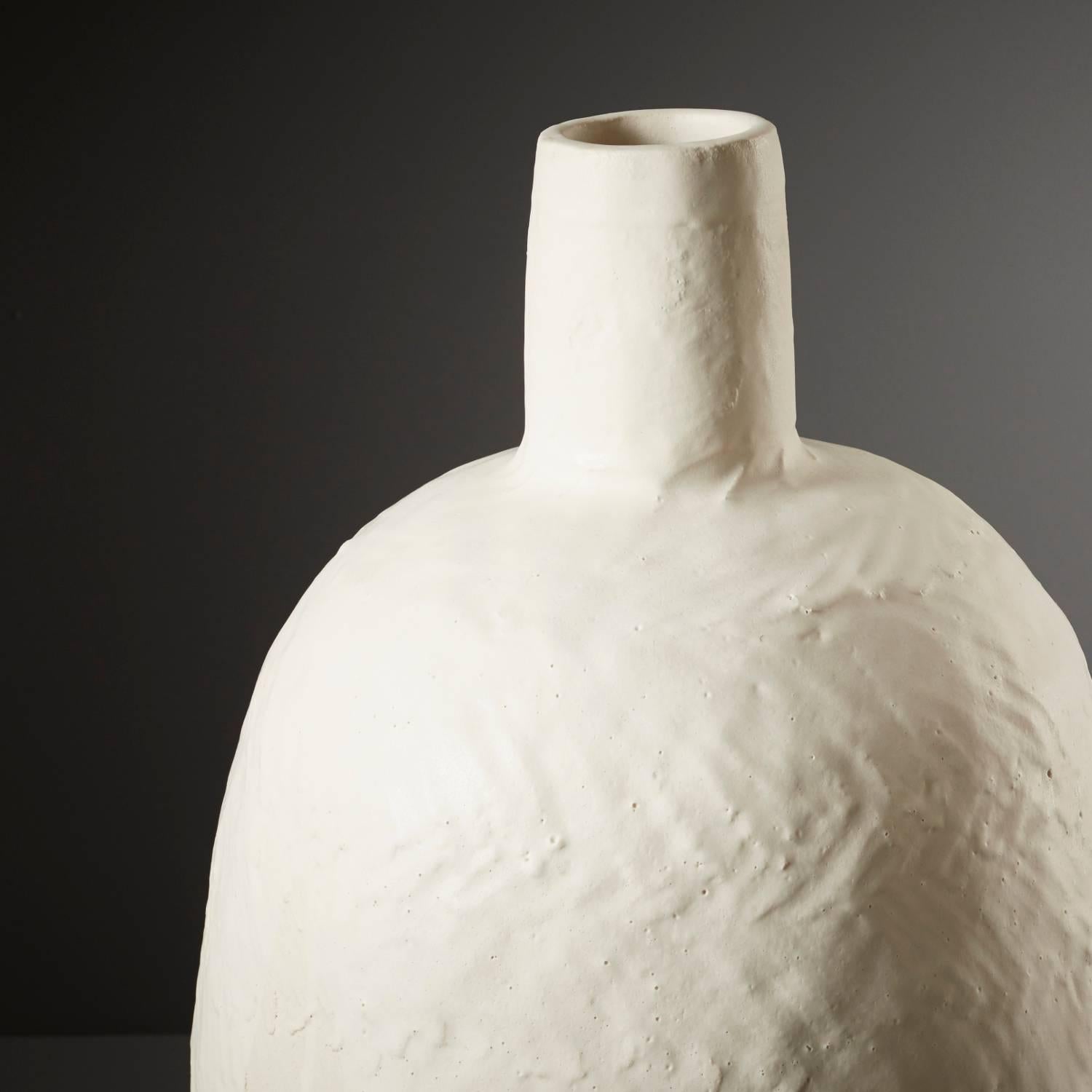 Modern Large Handmade White Ceramic Stoneware Vase by Daniel Reynolds the New Craftsmen For Sale
