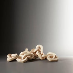 Hand-Carved Pinewood Chain Sculpture by Anastasya Martynova the New Craftsmen