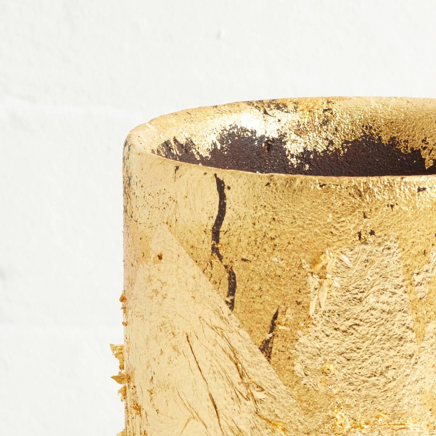 Modern Handmade Unique Gold Leaf and Cast Iron Decorative Vessel by Grant McCaig