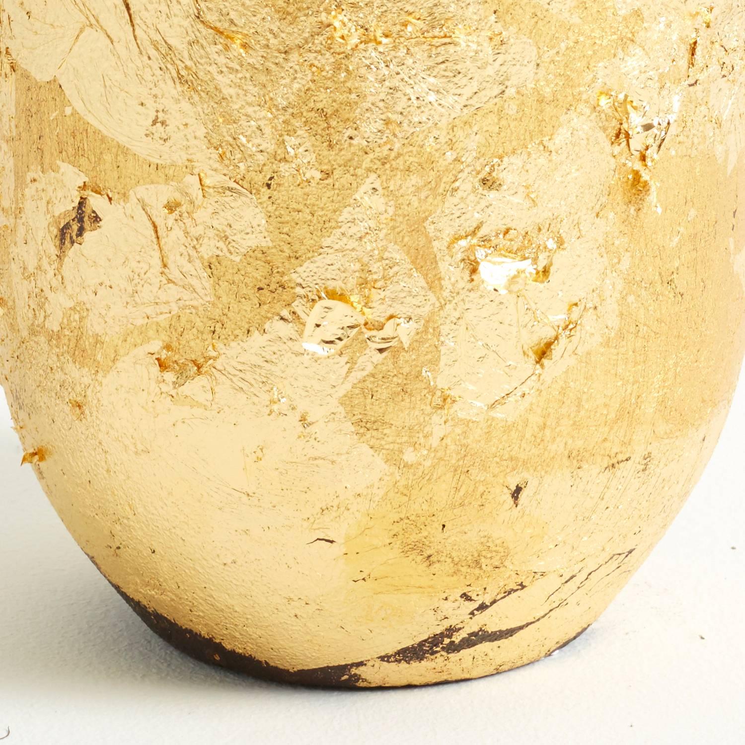 British Handmade Unique Gold Leaf and Cast Iron Decorative Vessel by Grant McCaig