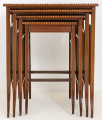 Mahogany Inlaid Nest of Four Tables