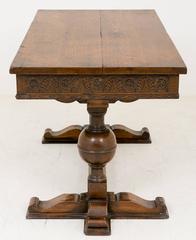 Jacobean Style Carved Oak Two-Drawer Side Table