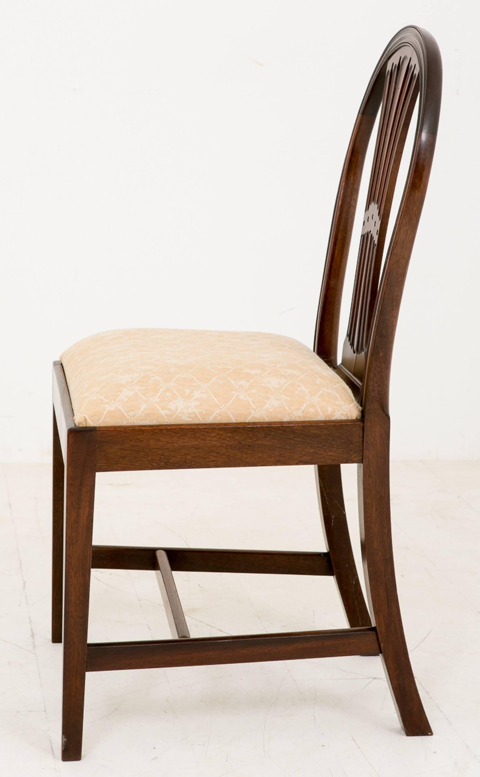British Set of Ten Mahogany Hepplewhite Influenced Dining Chairs For Sale