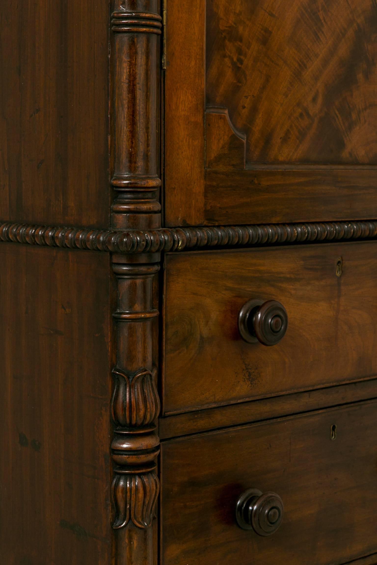 British William IV Mahogany Gentleman’s Wardrobe For Sale