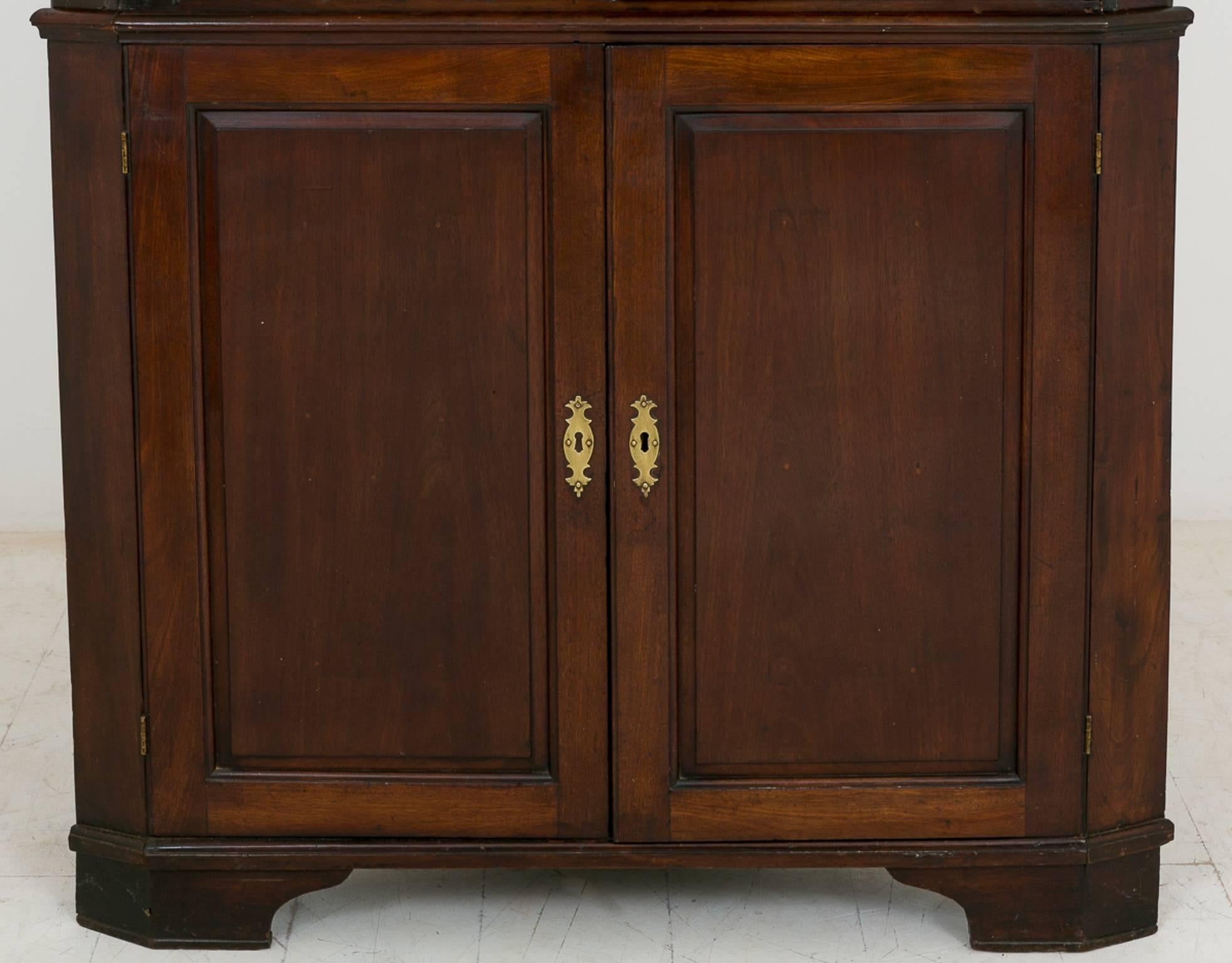 British George II Mahogany Glazed Corner Cabinet For Sale