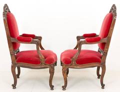 Very Impressive Pair of Carved French Walnut Salon Chairs