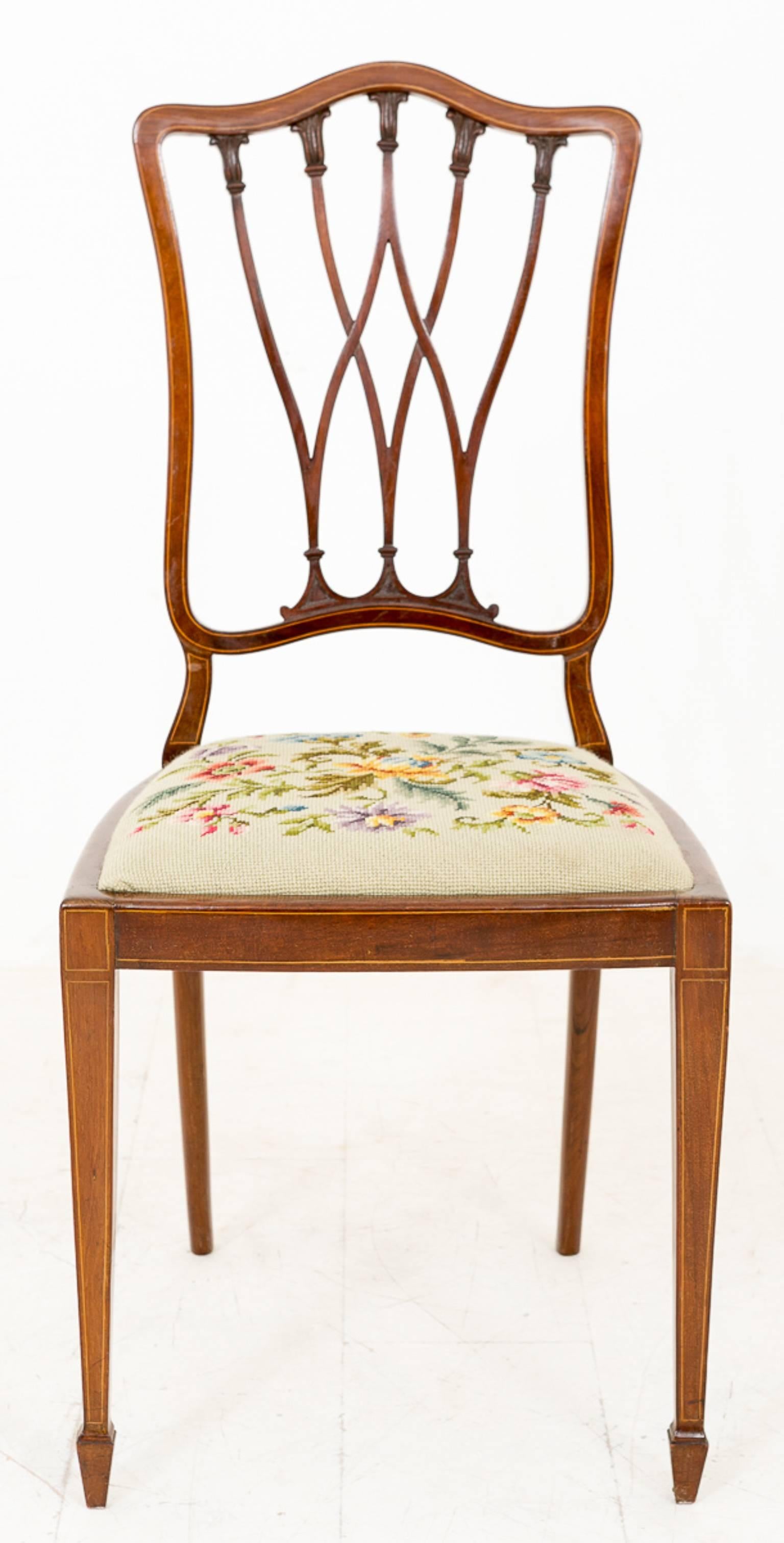 Very Pretty Set of Six 'Four Plus Two' Sheraton Revival Dining Chairs For Sale 1
