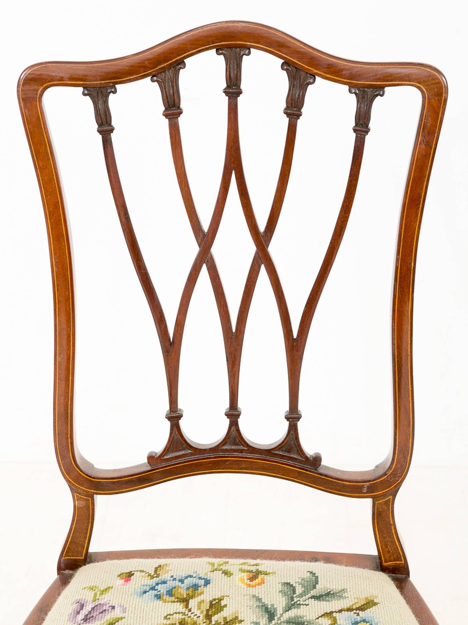 Very Pretty Set of Six 'Four Plus Two' Sheraton Revival Dining Chairs For Sale 2