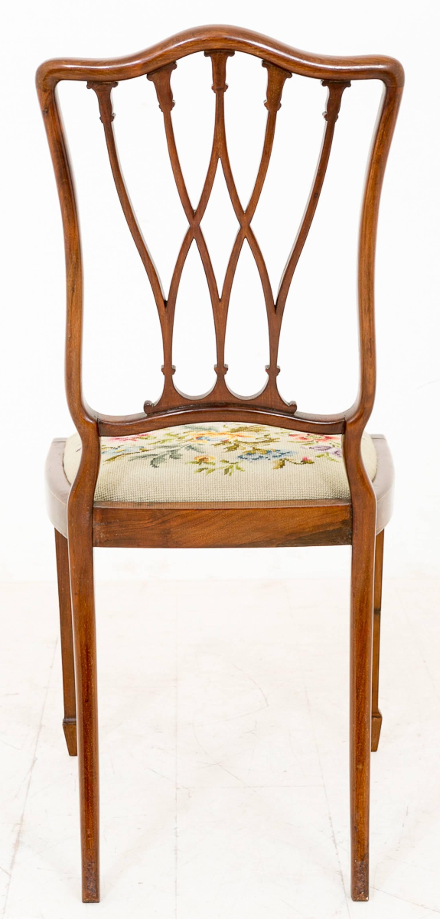 Very Pretty Set of Six 'Four Plus Two' Sheraton Revival Dining Chairs For Sale 3