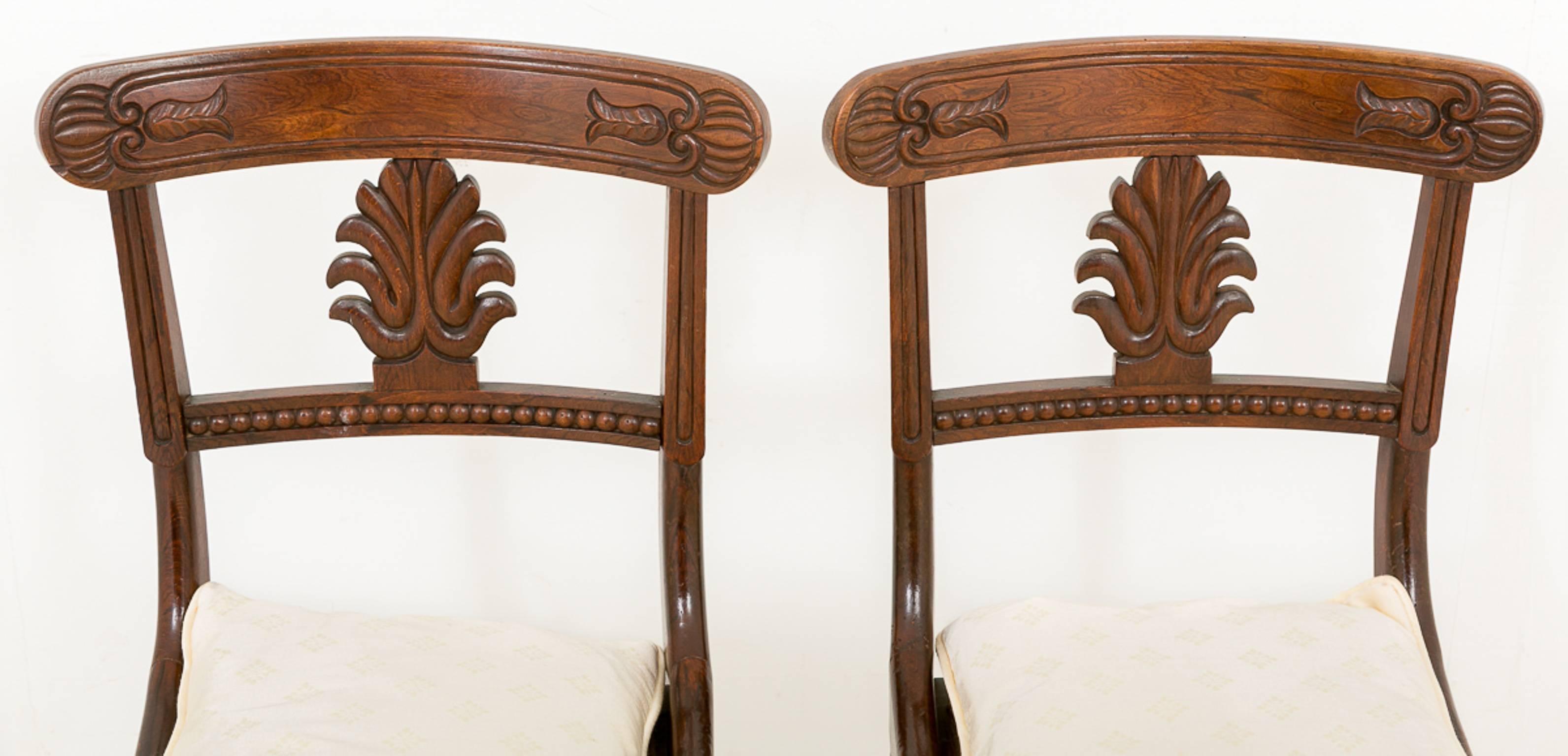 Pair of Regency Simulated Rosewood and Cane Window Seats In Good Condition For Sale In Norwich, Norfolk