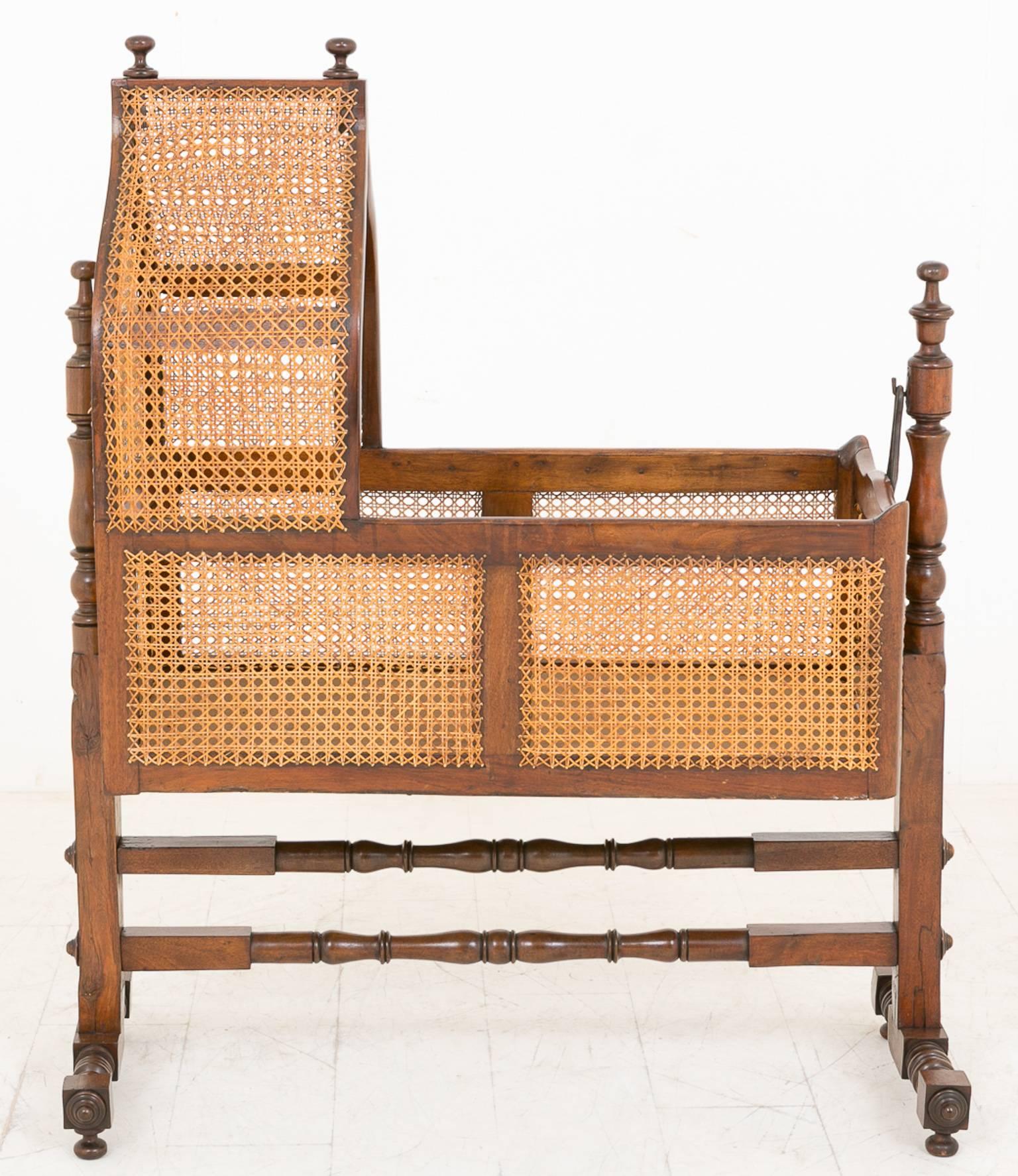 Caning William IV Mahogany Cane Crib For Sale