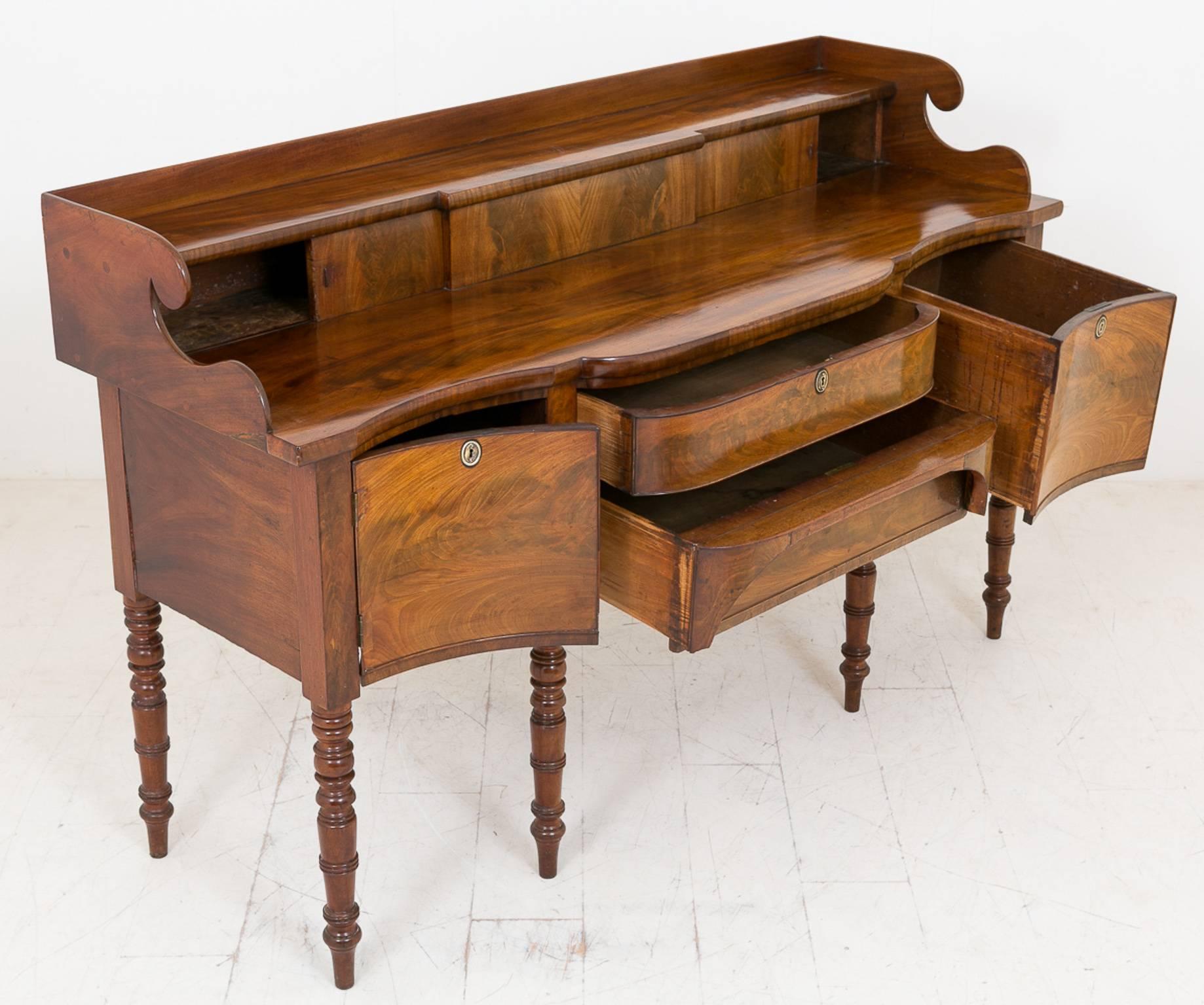 British Regency Mahogany Sideboard of Serpentine Form For Sale