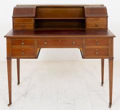 Sheraton Revival Mahogany Inlaid Writing Table