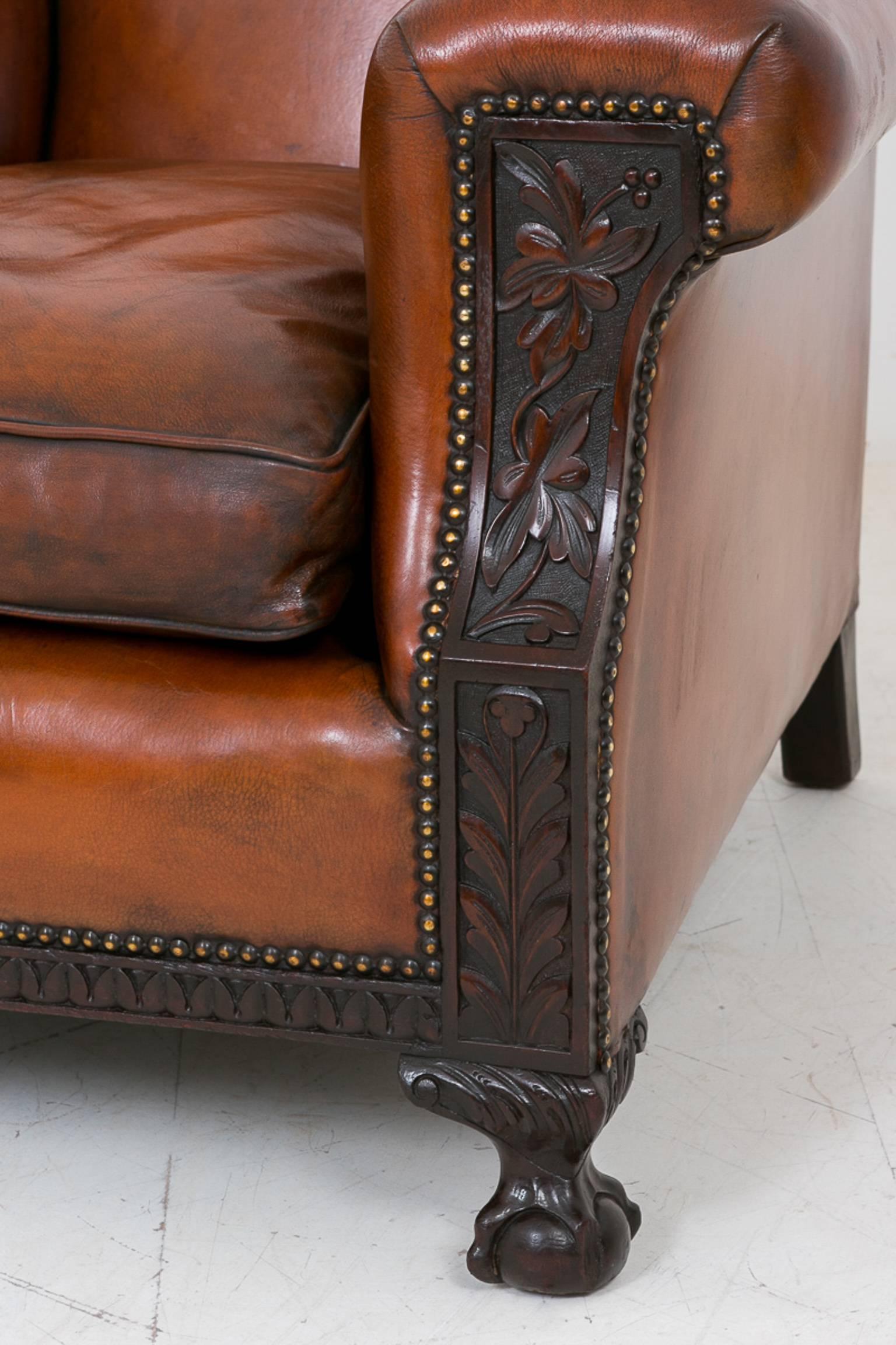 British Pair of Leather Club Chairs