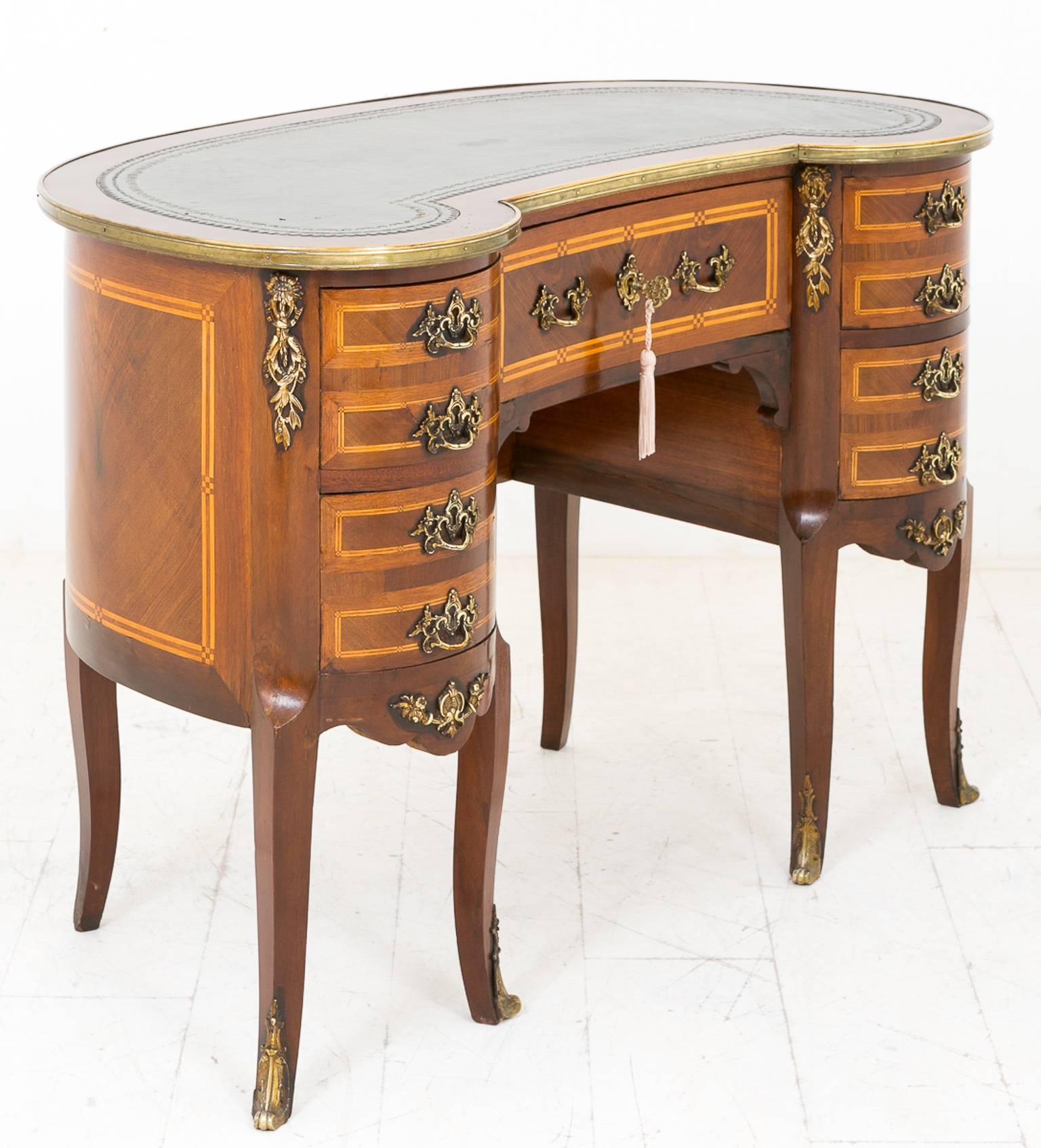 Louis XVI Mahogany French Kidney Shaped Ladies Writing Desk For Sale