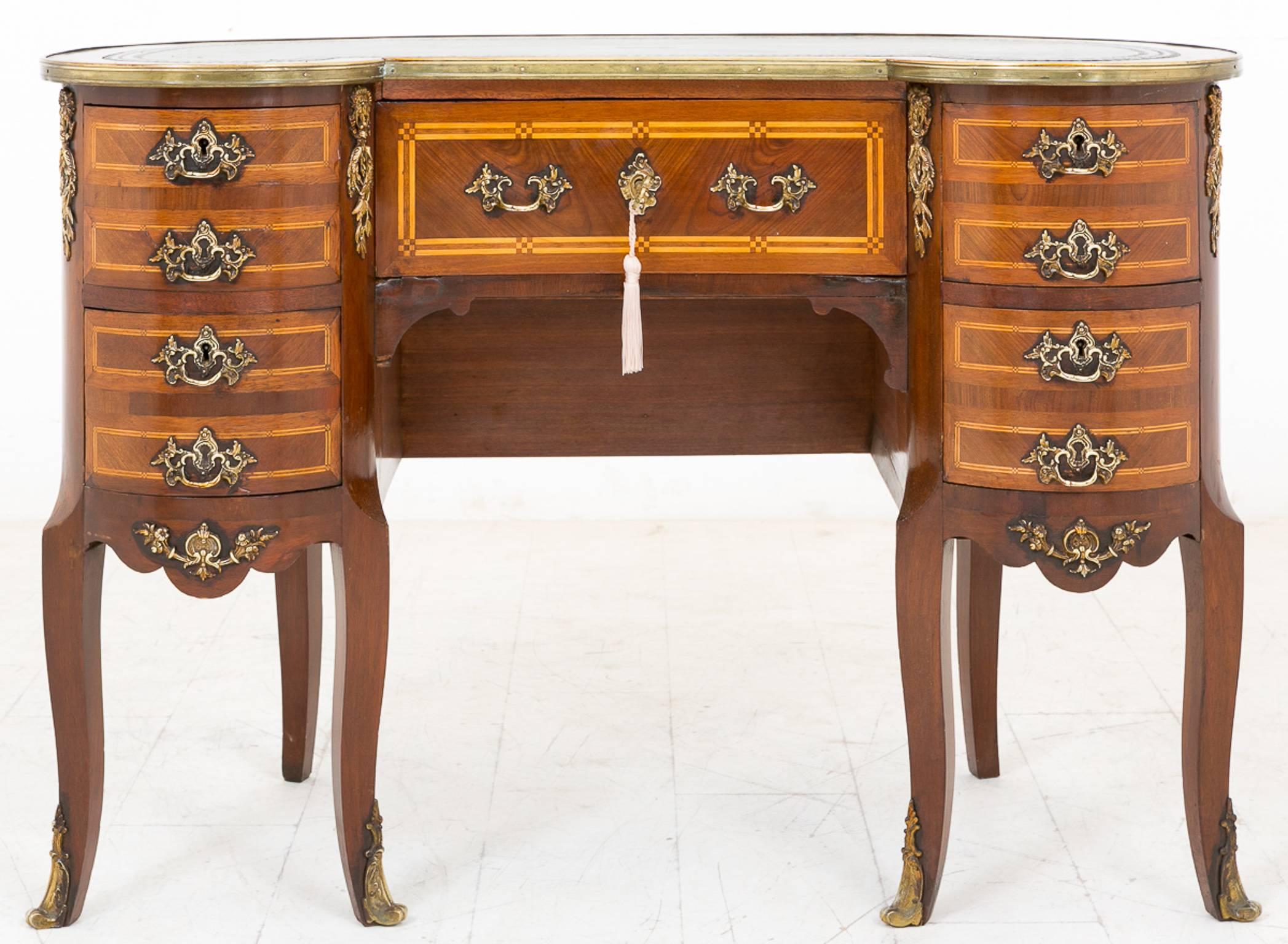 Mid-20th Century Mahogany French Kidney Shaped Ladies Writing Desk For Sale