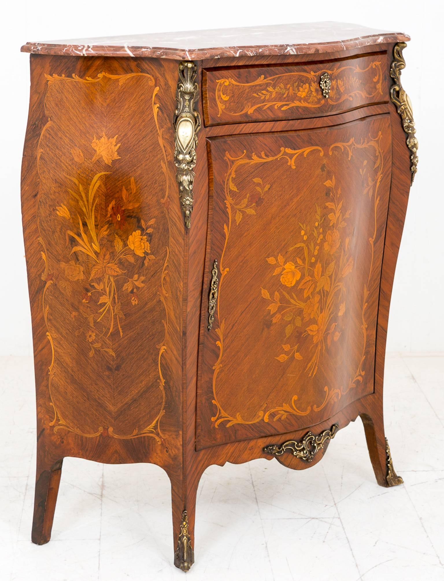 Inlay French Marquetry Side Cabinet For Sale