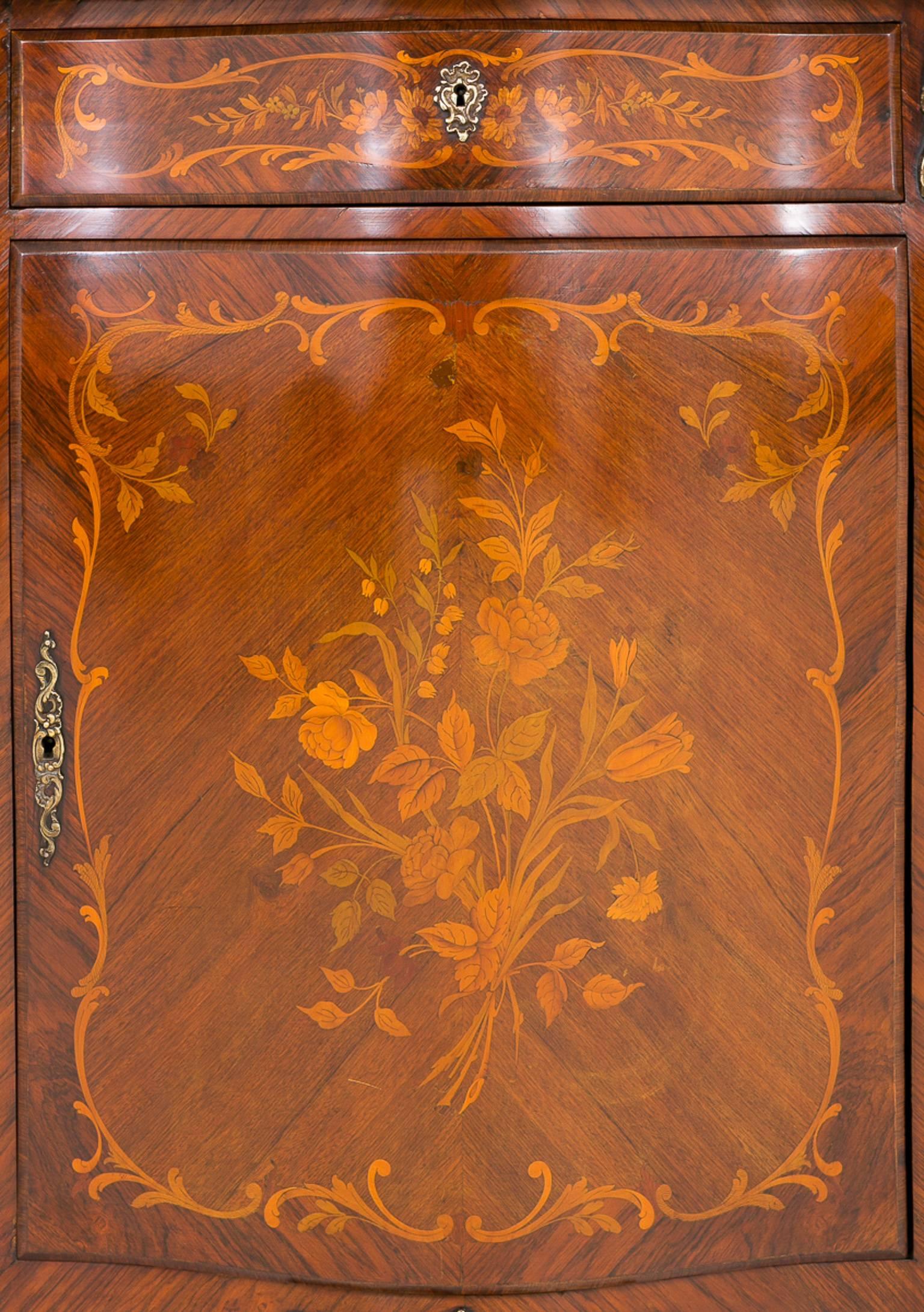 French Marquetry Side Cabinet For Sale 1