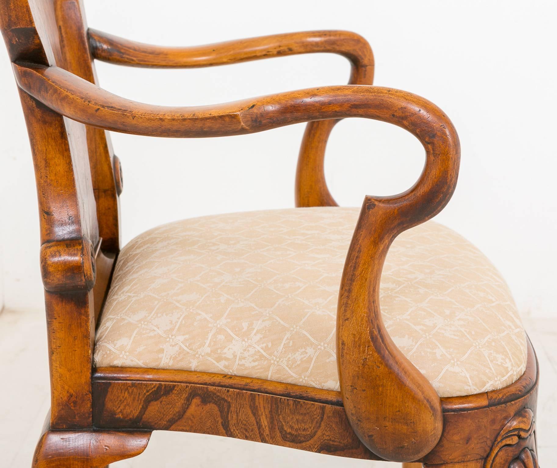 Mid-20th Century Set of Fourteen Burr Elm Queen Anne Style Chairs For Sale