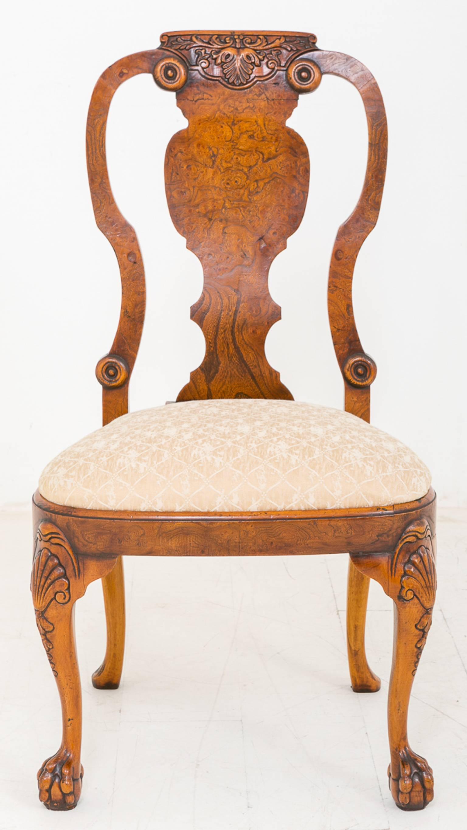Set of Fourteen Burr Elm Queen Anne Style Chairs For Sale 2